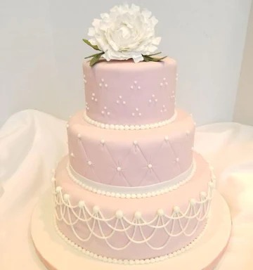 3 Tier Wedding  Cake Decorated With White Pearl